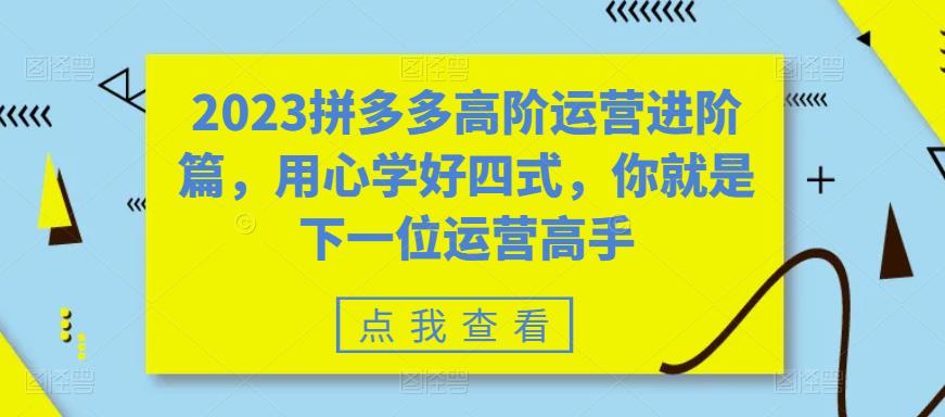 【139期】电商副业项目：2023年拼多多高阶运营进阶篇，用心学好四式，你就是下一位运营高手