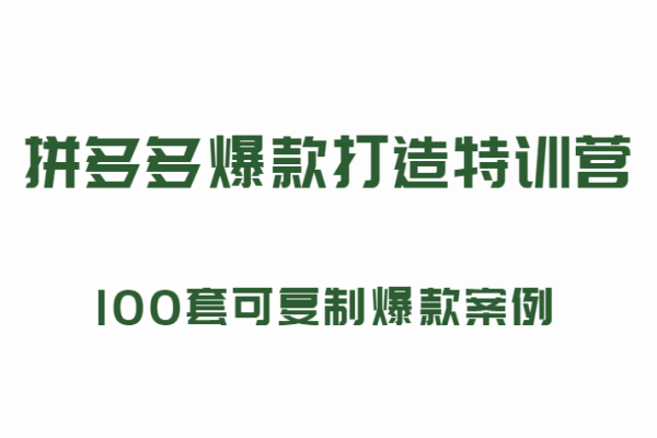 【172期】拼多多爆款打造特训营，199元*100套可复制爆款案例（持续更新中)