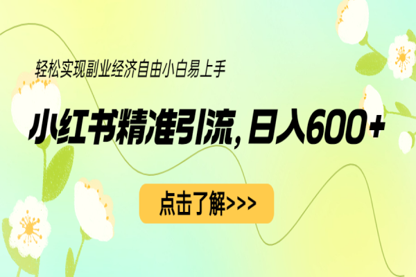 【249期】小红书精准引流，小白日入600+，轻松实现副业经济自由（教程+1153G资源）