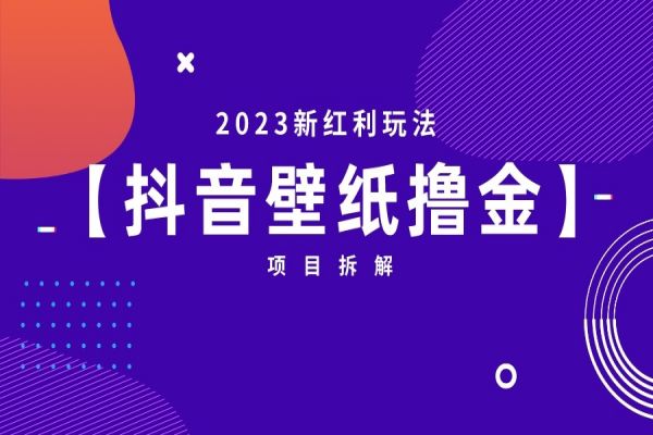 【275期】2023年新红利玩法，抖音壁纸撸金项目拆解