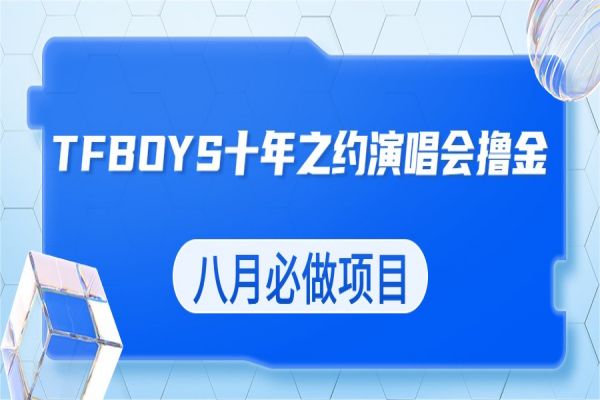 【363期】最新蓝海项目，靠最近非常火的TFBOYS十年之约演唱会流量掘金，八月必做的项目