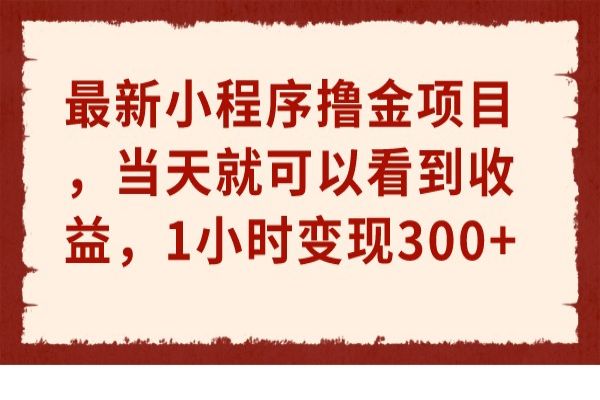 【411期】最新小程序撸金项目，当天就可以看到收益，1小时变现300+