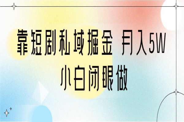 【442期】靠短剧私域掘金副业项目：月入5W 小白闭眼做（教程+2T资料）