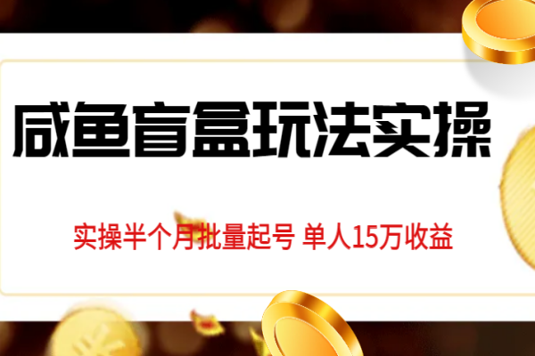 【470期】闲鱼副业新玩法：咸鱼盲盒项目揭秘，半个月轻松批量起号，单人收益15万！