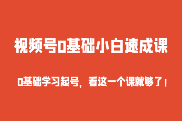 【899期】视频号小白速成课：从零基础到副业达人的完整指南，0基础学习起号