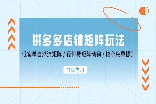 【1101】拼多多店铺矩阵玩法：低客单自然流矩阵 / 轻付费矩阵 动销 / 核心权重提升