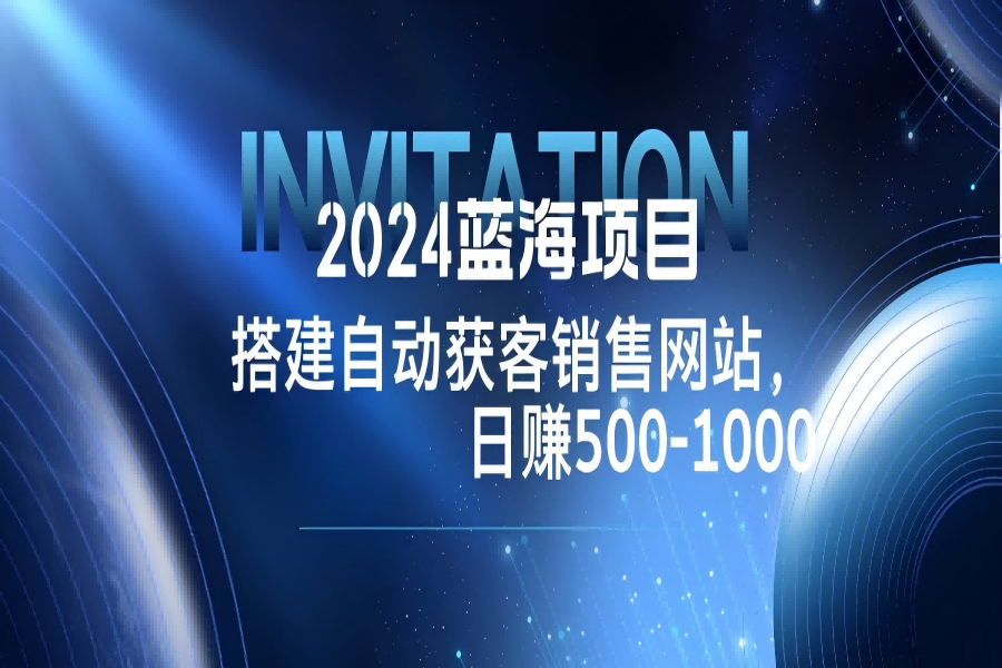 【1126】2024蓝海项目，搭建销售网站，自动获客，日赚500-1000