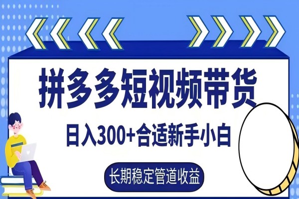 【1148】拼多多短视频带货日入300+有长期稳定被动收益，合适新手小白