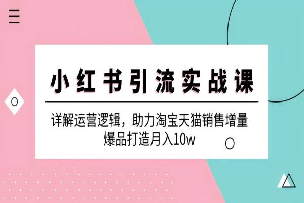 【1206】小红书引流实战课：详解运营逻辑，助力淘宝天猫销售增量，爆品打造月入10w