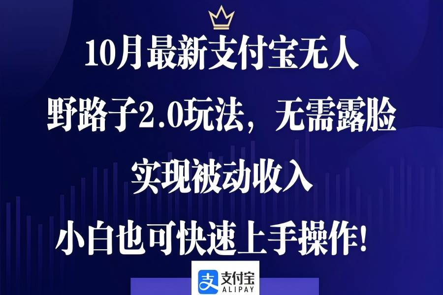 【1228】10月最新支付宝无人野路子2.0玩法，无需露脸，实现被动收入，小白也可