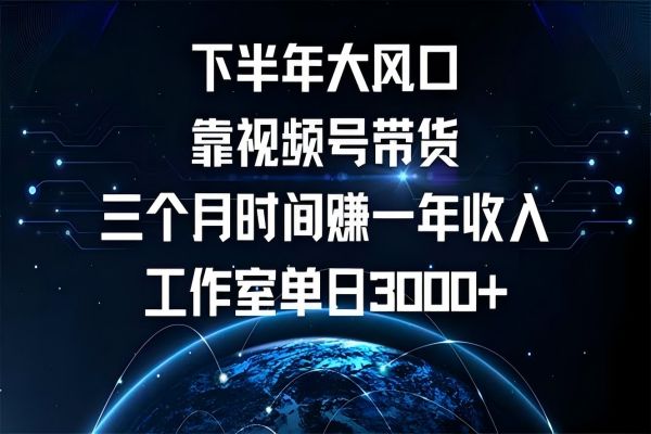 【1265】下半年风口项目，靠视频号带货三个月时间赚一年收入，工作室单日3000+