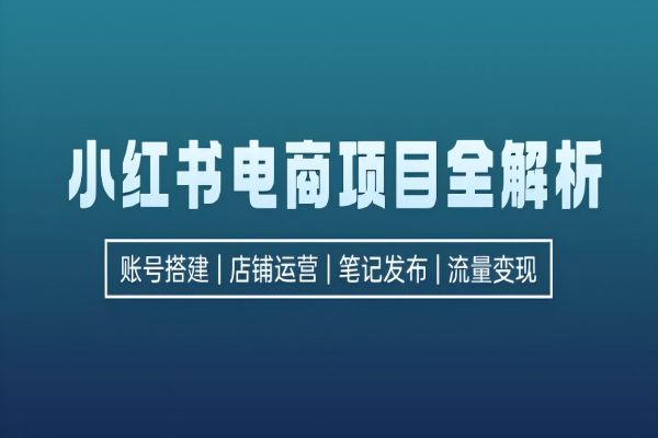 【1363】小红书电商项目全解析，包括账号搭建、店铺运营、笔记发布 实现流量变现