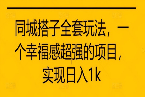 【1381】同城搭子全套玩法，一个幸福感超强的项目，实现日入1k