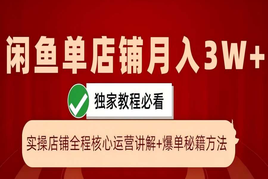 【1464】闲鱼单店铺月入3W+实操展示，爆单核心秘籍，一学就会