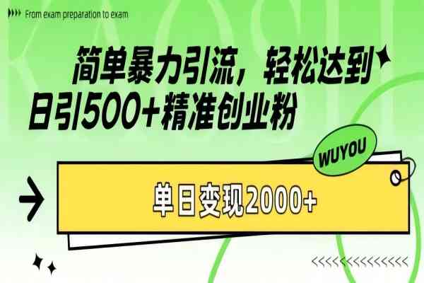 【1664】简单暴力引流轻松达到日引500+精准创业粉，单日变现2k【揭秘】