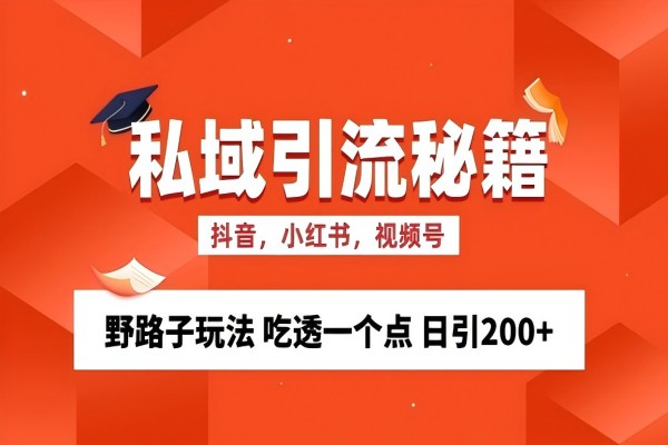 【1829】私域流量的精准化获客方法 野路子玩法 吃透一个点 日引200+