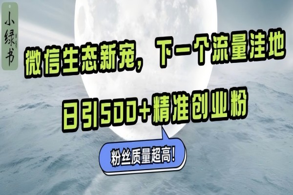 【2022】微信生态新宠小绿书：下一个流量洼地，日引500+精准创业粉，粉丝质量超高