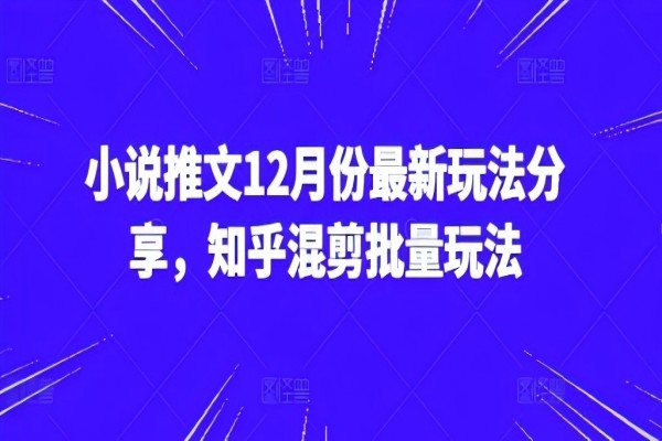 【2167】小说推文12月份最新玩法分享，知乎混剪批量玩法