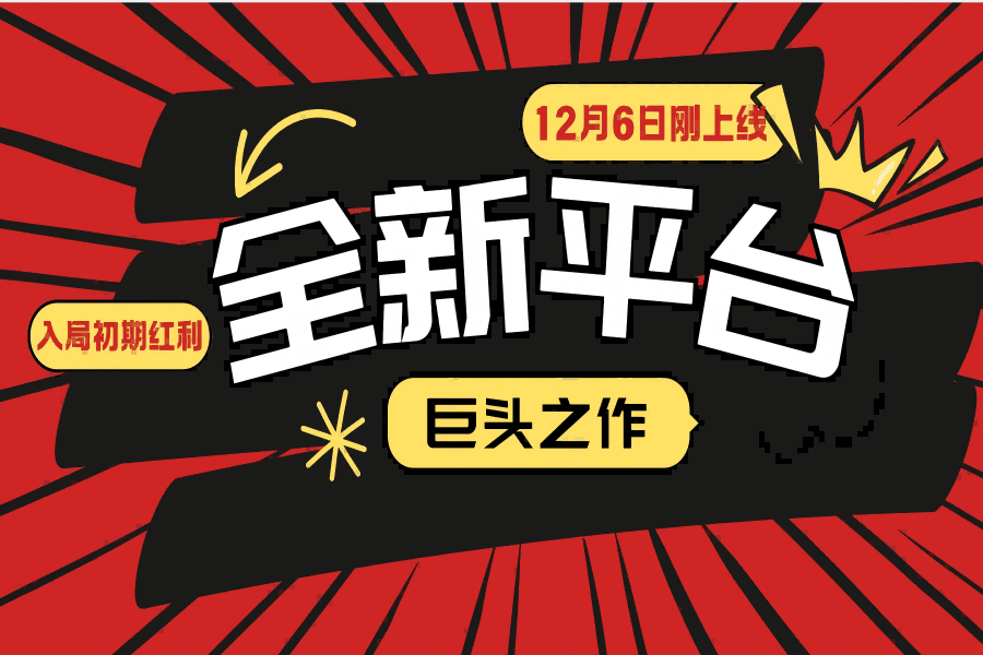 【2231】又一个全新平台巨头之作，12月6日刚上线，小白入局初期红利的关键，想吃初期红利的