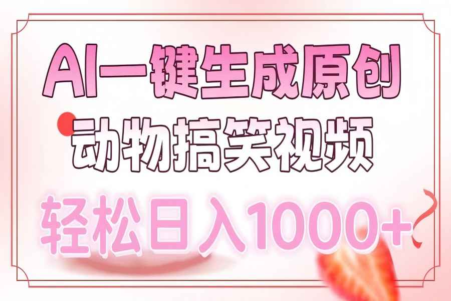 【2342】AI一键生成原创动物搞笑视频，轻松日入1000+